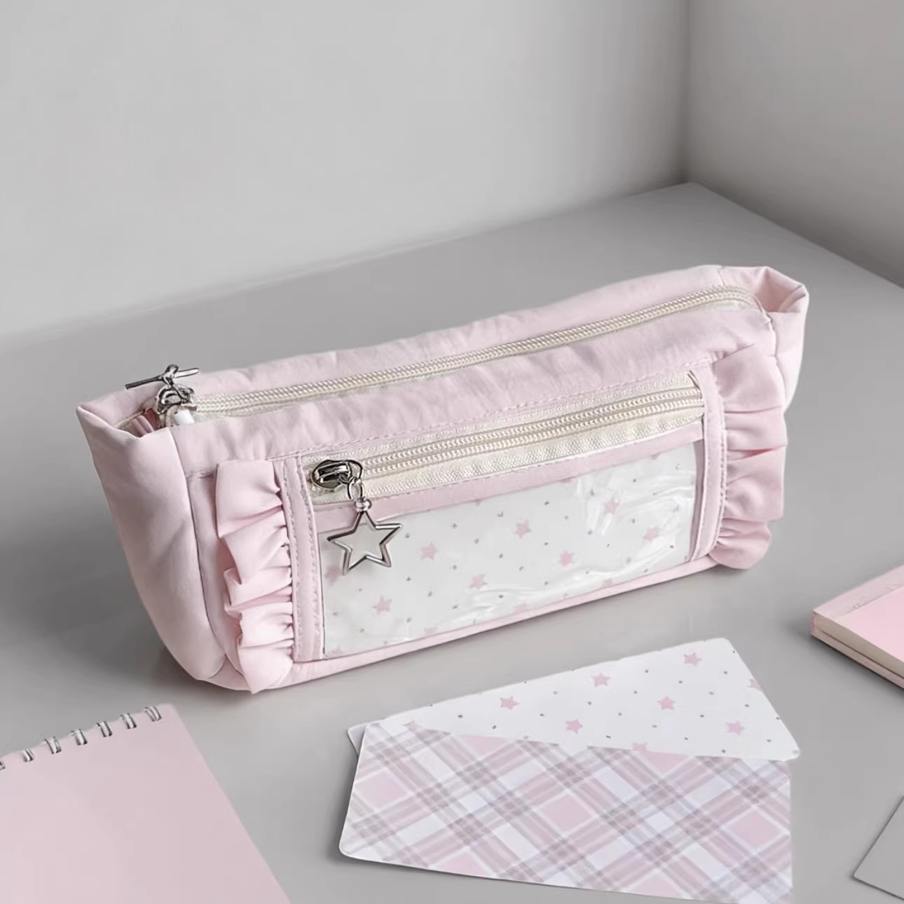 Aesthetic Large Pencil Case Pouch - Милый большой вместительный пенал, многослойный большой