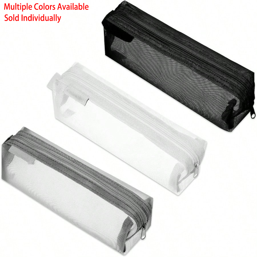 Clear Mesh Pencil Pouch For Exam - Прозрачный сетчатый пенал для экзаменов, минималистичный