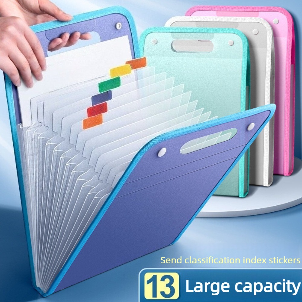 Expandable Accordion File Folder 13 Pockets - Прозрачная папка-гармошка на 13 отделений, расширяющийся