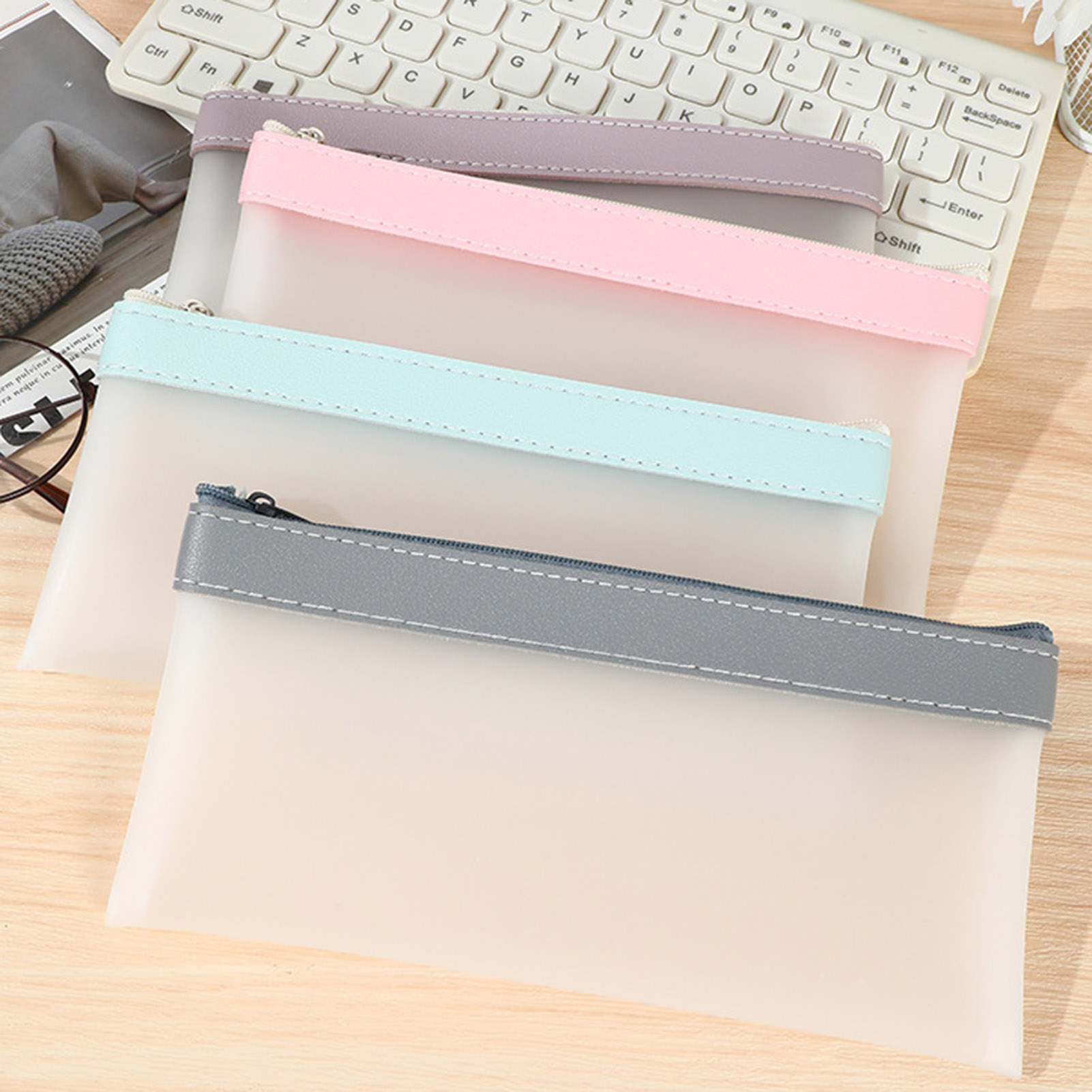 Aesthetic Large Pencil Case Pouch - Прозрачный матовый Футляр для карандашей, вместительные
