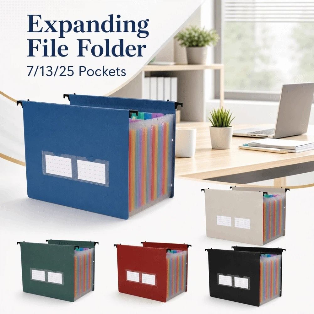 Expandable Accordion File Folder 13 Pockets - Папка-аккордеон на 7/13/25 отделений, пыле- и