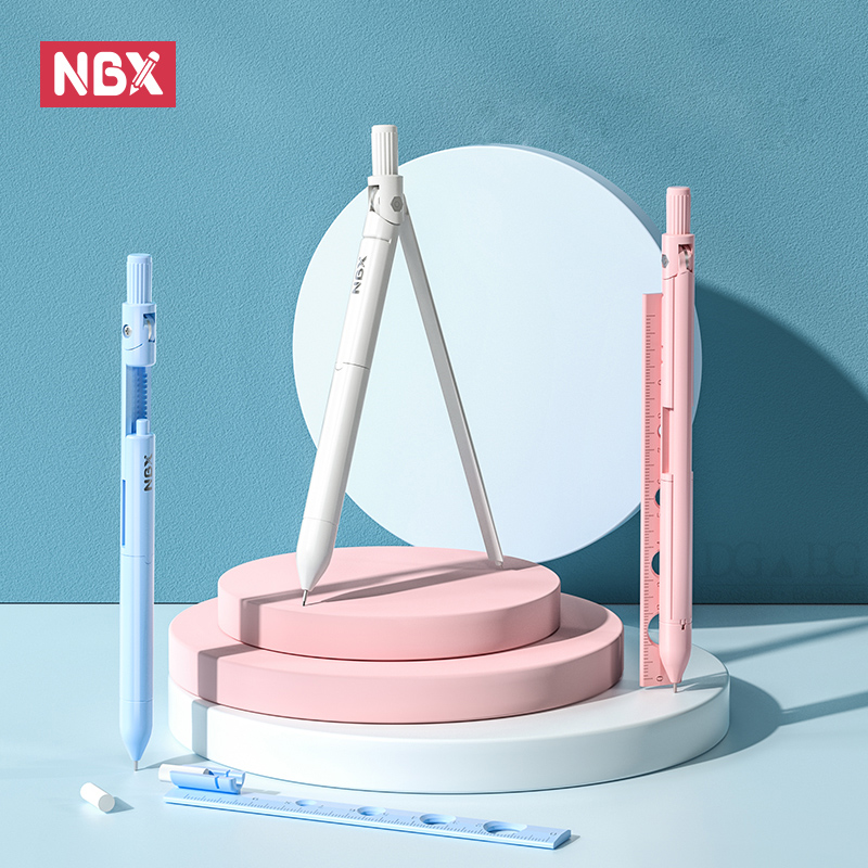 Math Geometry Set With Compass - Набор школьных ластиков NBX с компасом,