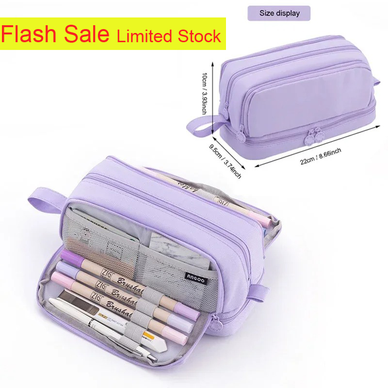 Aesthetic Large Pencil Case Pouch - Пенал с 4 отделениями большой вместимости,