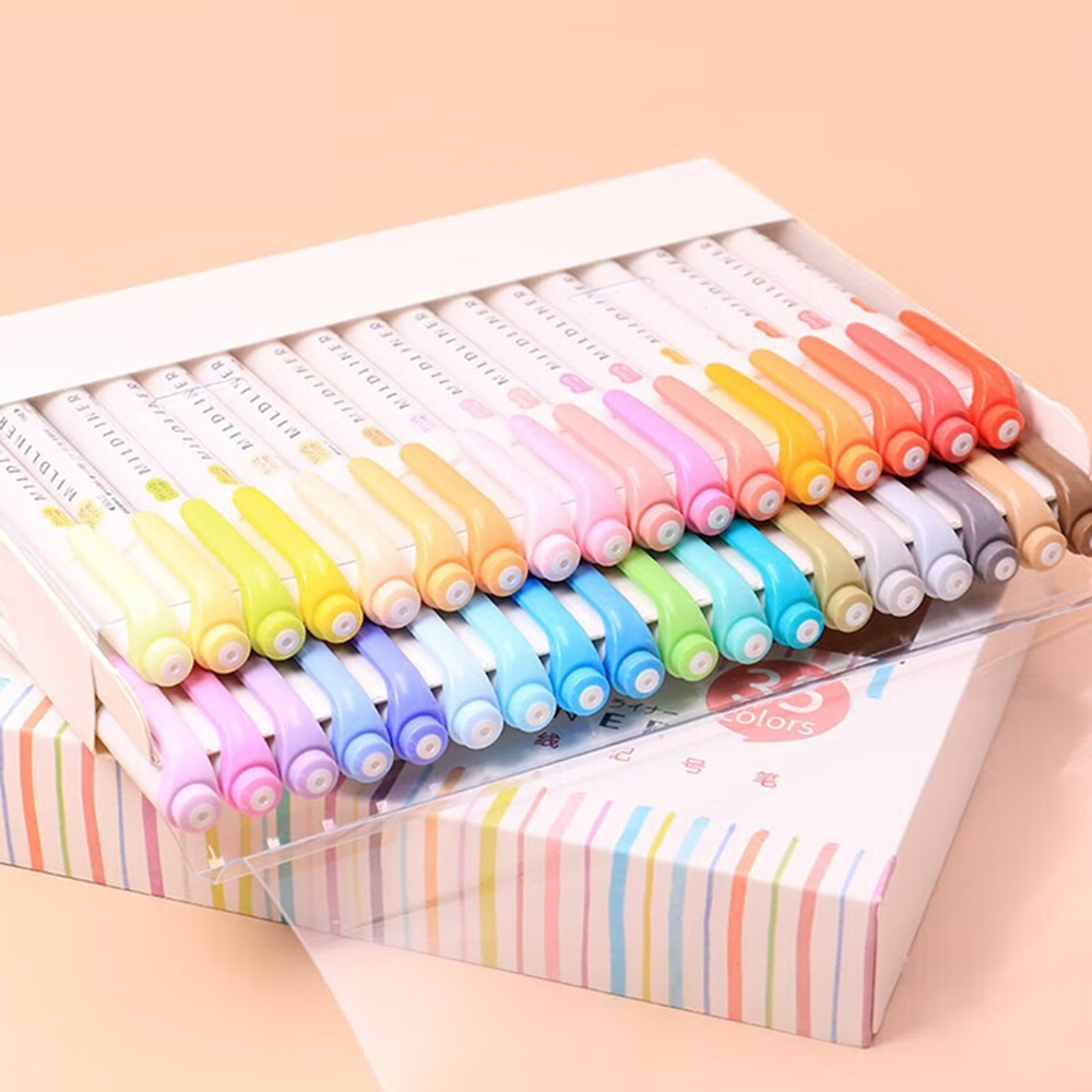 35-цветный набор ZEBRA Mildlin – обзор и цена Pastel Highlighter Set Double Ended
