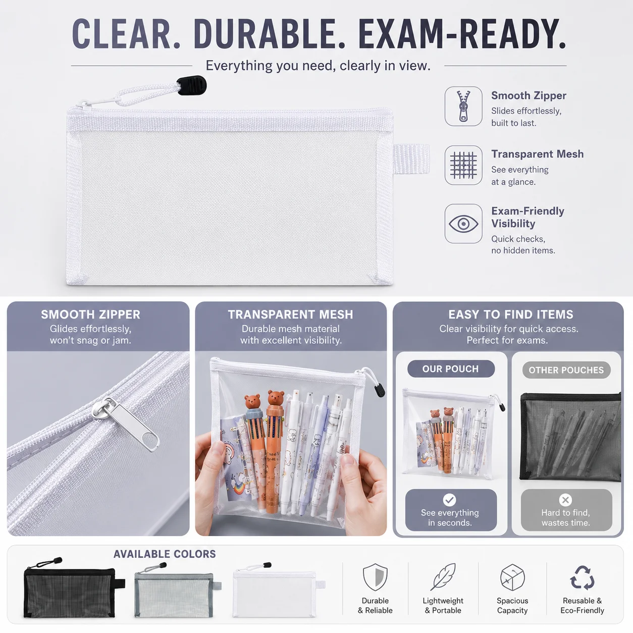 Прозрачный сетчатый пенал, про – обзор и цена Clear Mesh Pencil Pouch For Exam