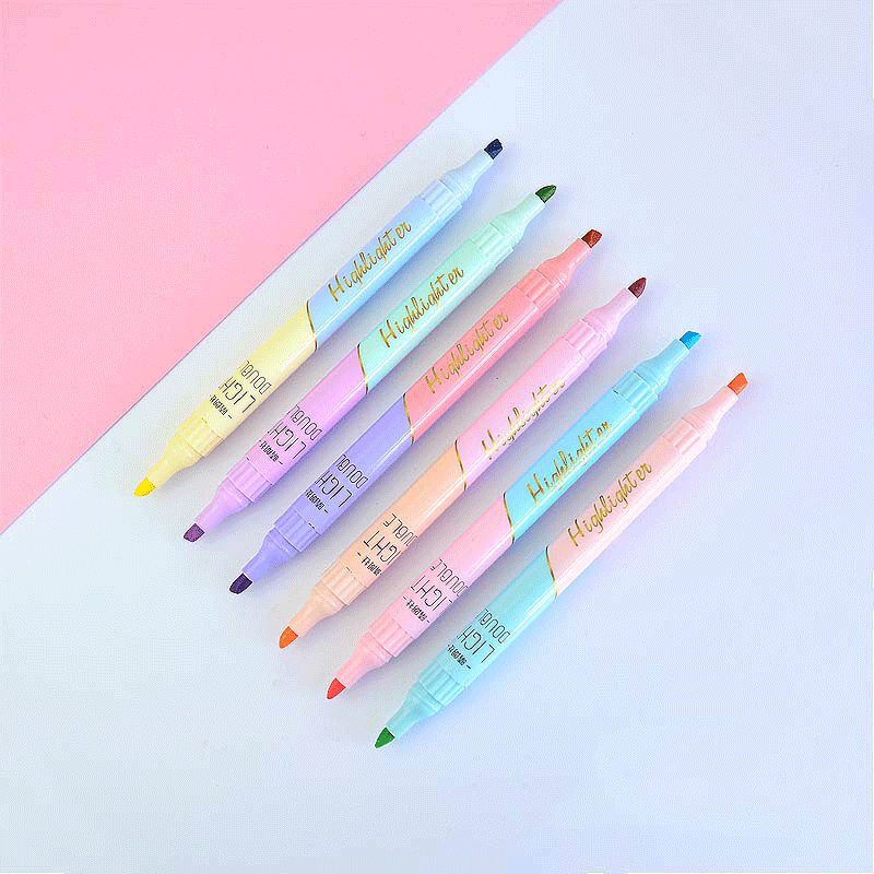 6 шт. двойной наконечник, хайл – обзор и цена Pastel Highlighter Set Double Ended