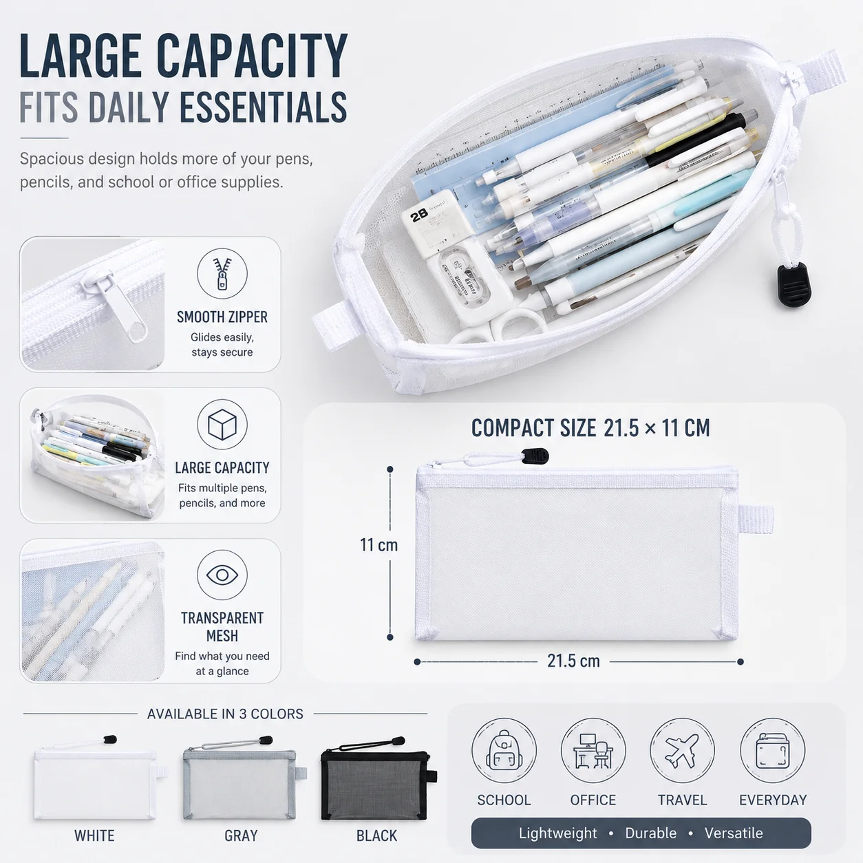 Прозрачный сетчатый пенал на м – обзор и цена Clear Mesh Pencil Pouch For Exam