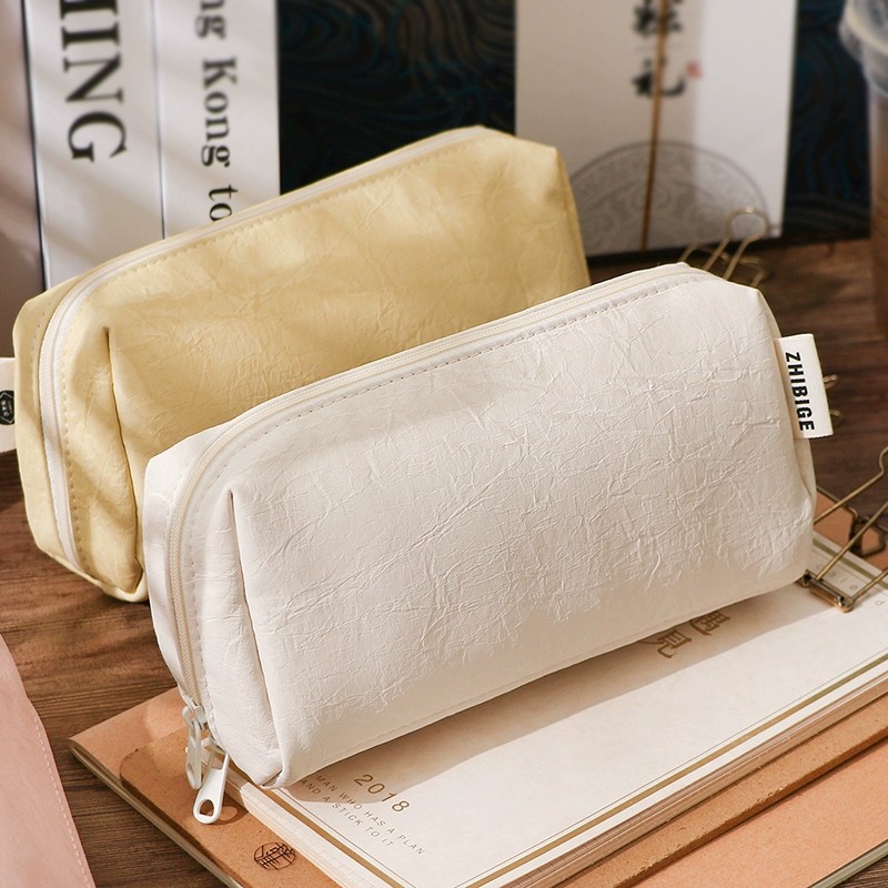Кремовый кожаный пенал Kawaii, – обзор и цена Aesthetic Large Pencil Case Pouch