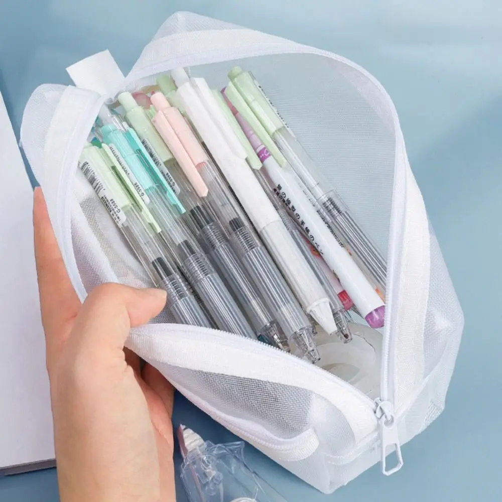 Вместительный двухслойный сетч – обзор и цена Clear Mesh Pencil Pouch For Exam