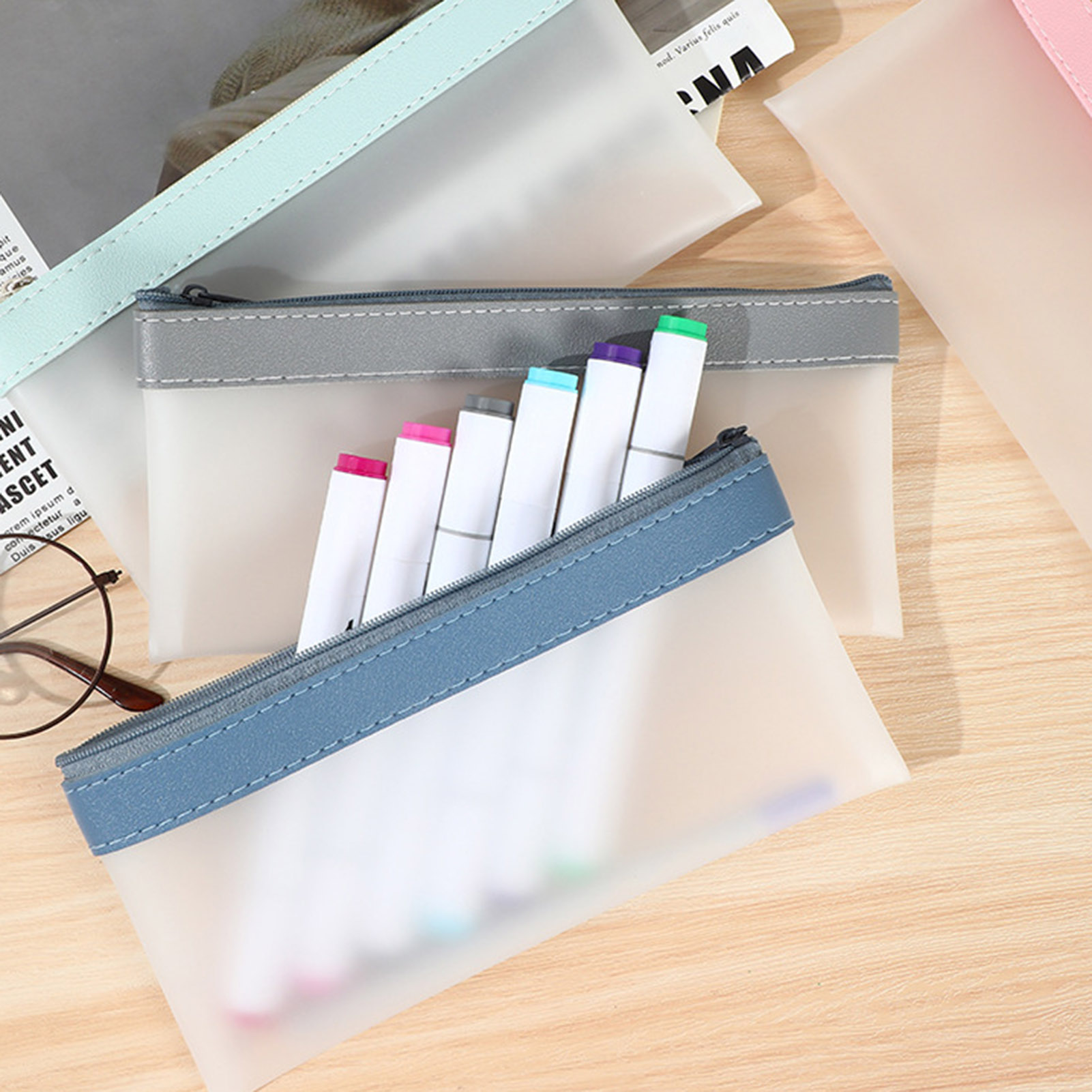 Прозрачный матовый Футляр для  – обзор и цена Aesthetic Large Pencil Case Pouch
